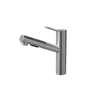 Baterie bucatarie Elleci Taos, Crom, monocomanda, dus extractibil, cartus ceramic