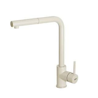 Baterie bucatarie Elleci Trail Plus, Bianco Antico G62, monocomanda, cartus ceramic, dus extractibil