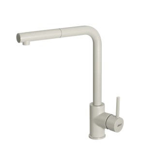 Baterie bucatarie Elleci Trail Plus, Bianco Soft G39, monocomanda, cartus ceramic, dus extractibil