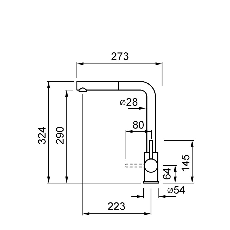 Baterie bucatarie Elleci Trail Plus, Black K86, monocomanda, cartus ceramic, dus extractibil