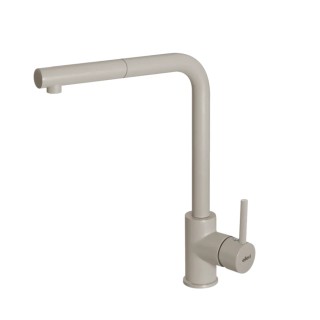 Baterie bucatarie Elleci Trail Plus, Champagne K95, monocomanda, cartus ceramic, dus extractibil