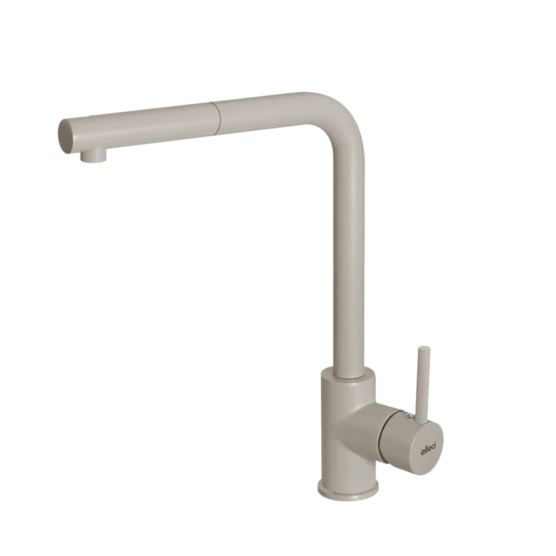 Baterie bucatarie Elleci Trail Plus, Champagne K95, monocomanda, cartus ceramic, dus extractibil