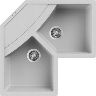 Chiuveta granit Elleci Unico Corner, Nuvola M79, 830 x 830 mm, colt