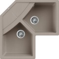 Chiuveta granit Elleci Unico Corner, Tortora G43, 830 x 830 mm, colt