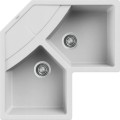 Chiuveta granit Elleci Unico Corner, Bianco G68, 830 x 830 mm, colt