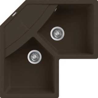 Chiuveta granit Elleci Unico Corner, Espresso G78, 830 x 830 mm, colt