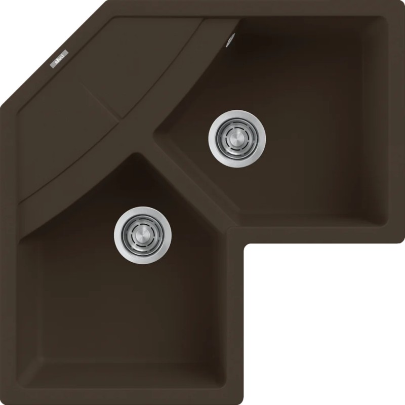 Chiuveta granit Elleci Unico Corner, Espresso G78, 830 x 830 mm, colt
