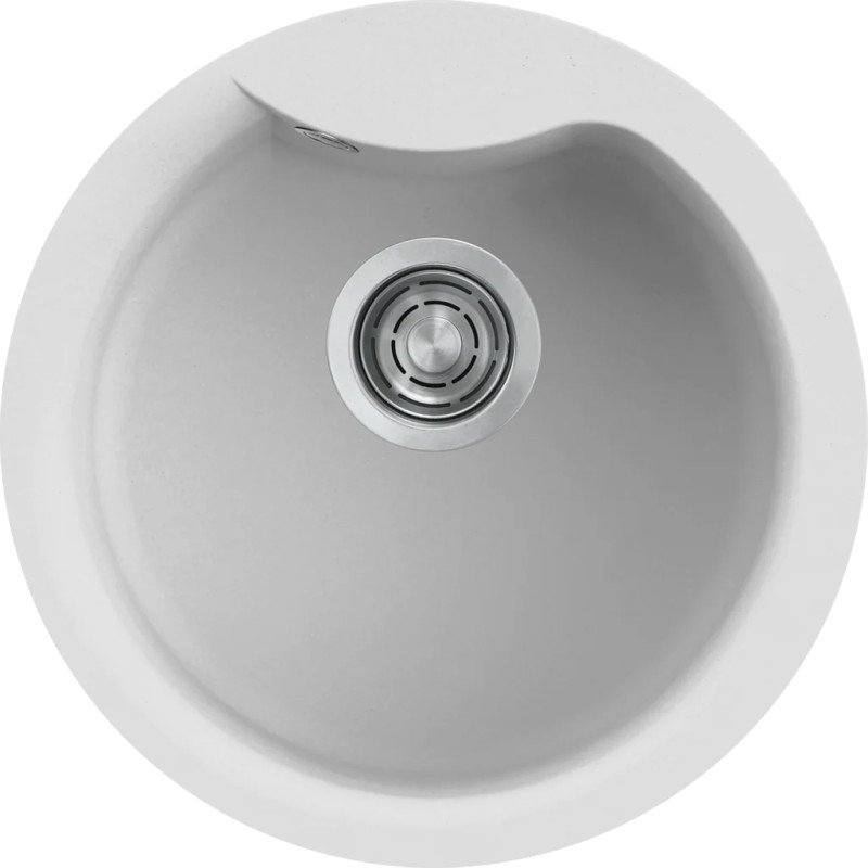Chiuveta granit Elleci Ego Round, Bianco G68, diametru 485 mm