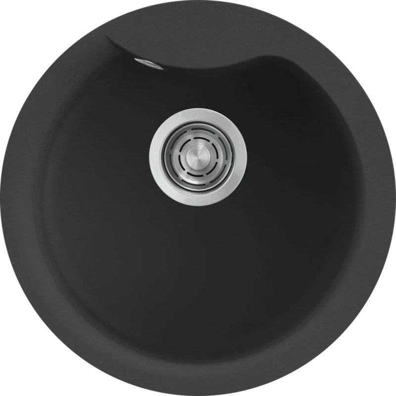 Chiuveta granit Elleci Ego Round, Full Black G40, diametru 485 mm