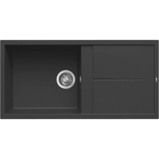 Chiuveta granit Elleci Unico 480, Full Black G40, 1000 x 500 mm, reversibila