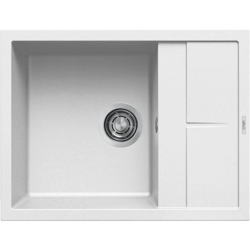 Chiuveta granit Elleci Unico 125, White K96, 650 x 500 mm, reversibila