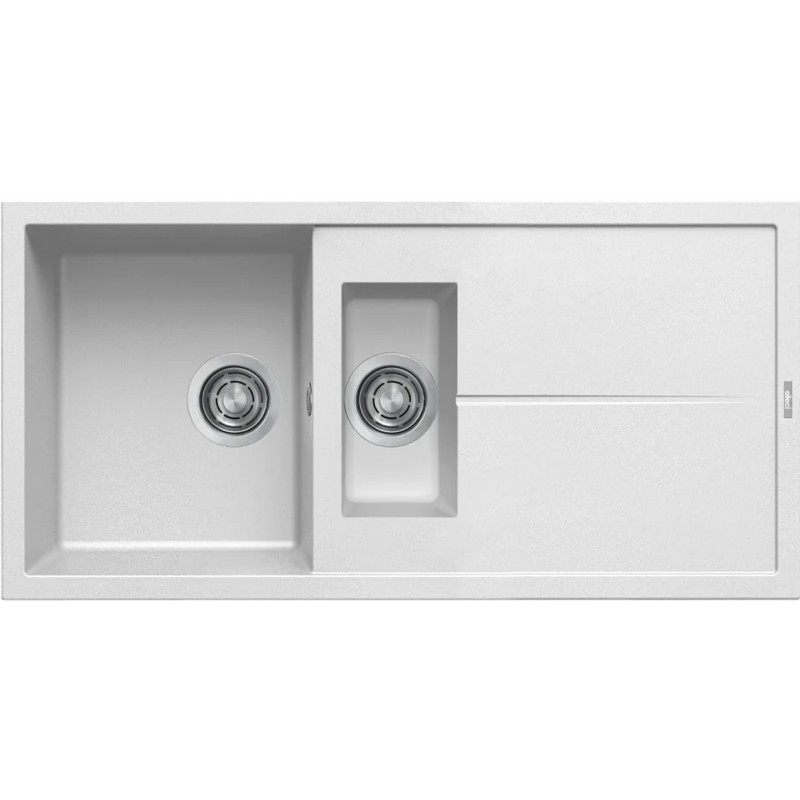 Chiuveta granit Elleci Unico 475, White K96, 1000 x 500 mm, cuva reversibila