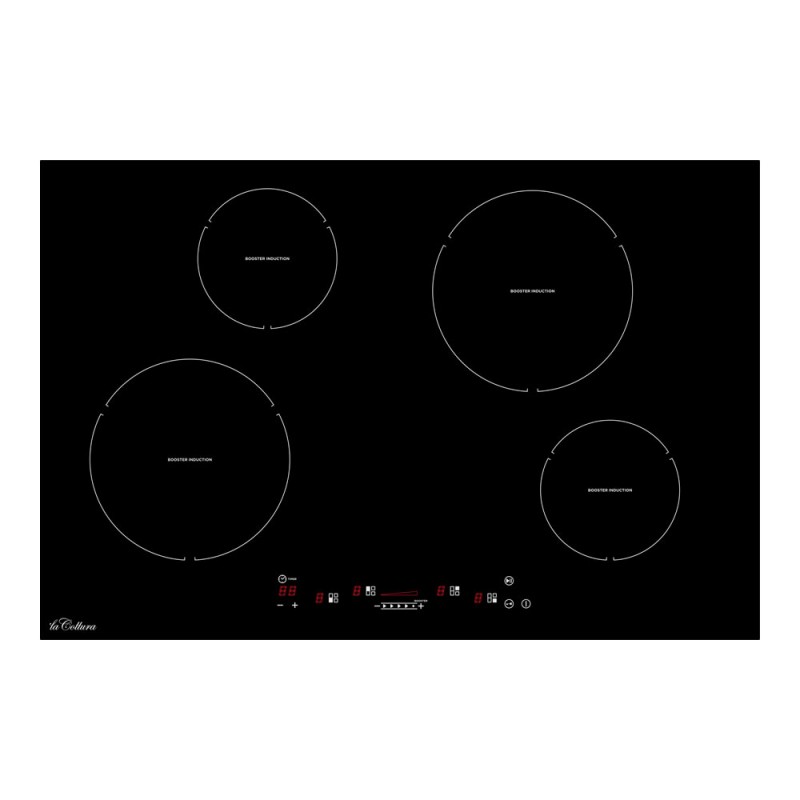 Plita cu inductie La Cottura 77 cm H7S48CN, 4 zone de gatit, Touch Slider, Timer, Booster, Negru