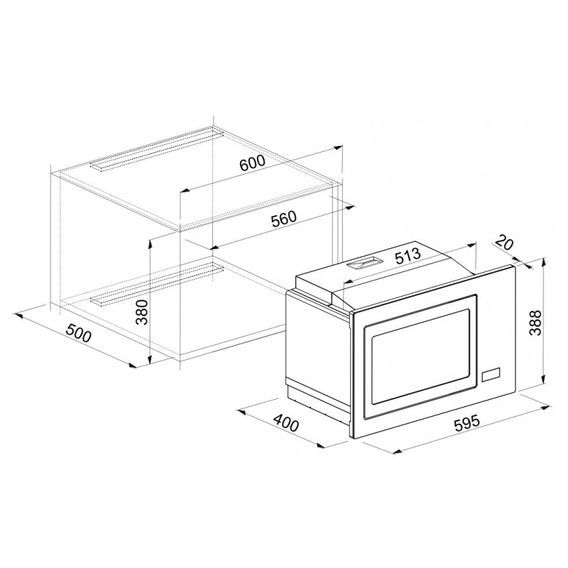 Cuptor cu microunde Elleci Plano MW, 600 x 390 mm, 10 functii, 28l, Inox