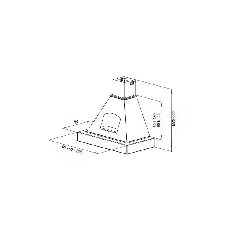 Hota rustica Positano 60 cm, putere de absorbtie 500 mc/h, Ivory, rama lemn natur