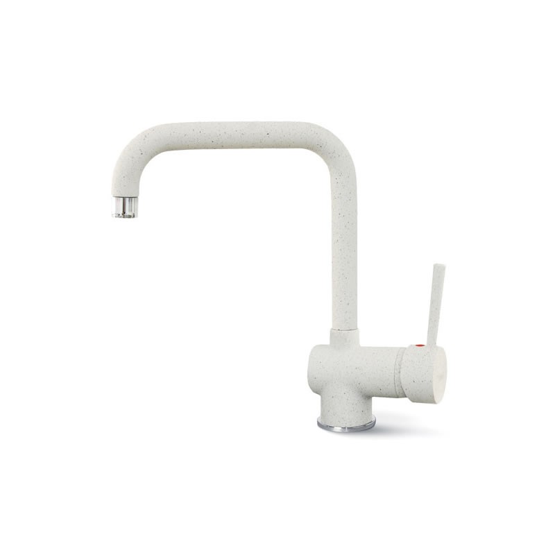 Baterie bucatarie Crolla Modern B, monocomanda, Bianco Titano G68, cartus ceramic