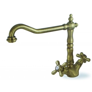 Baterie bucatarie Crolla Old Fashion, Dubla comanda, Bronz Antichizat, cartus ceramic