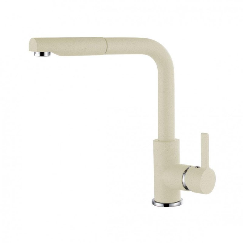 Baterie bucatarie Elleci C02, monocomanda, Bianco Antico G62, cartus ceramic, dus extractabil