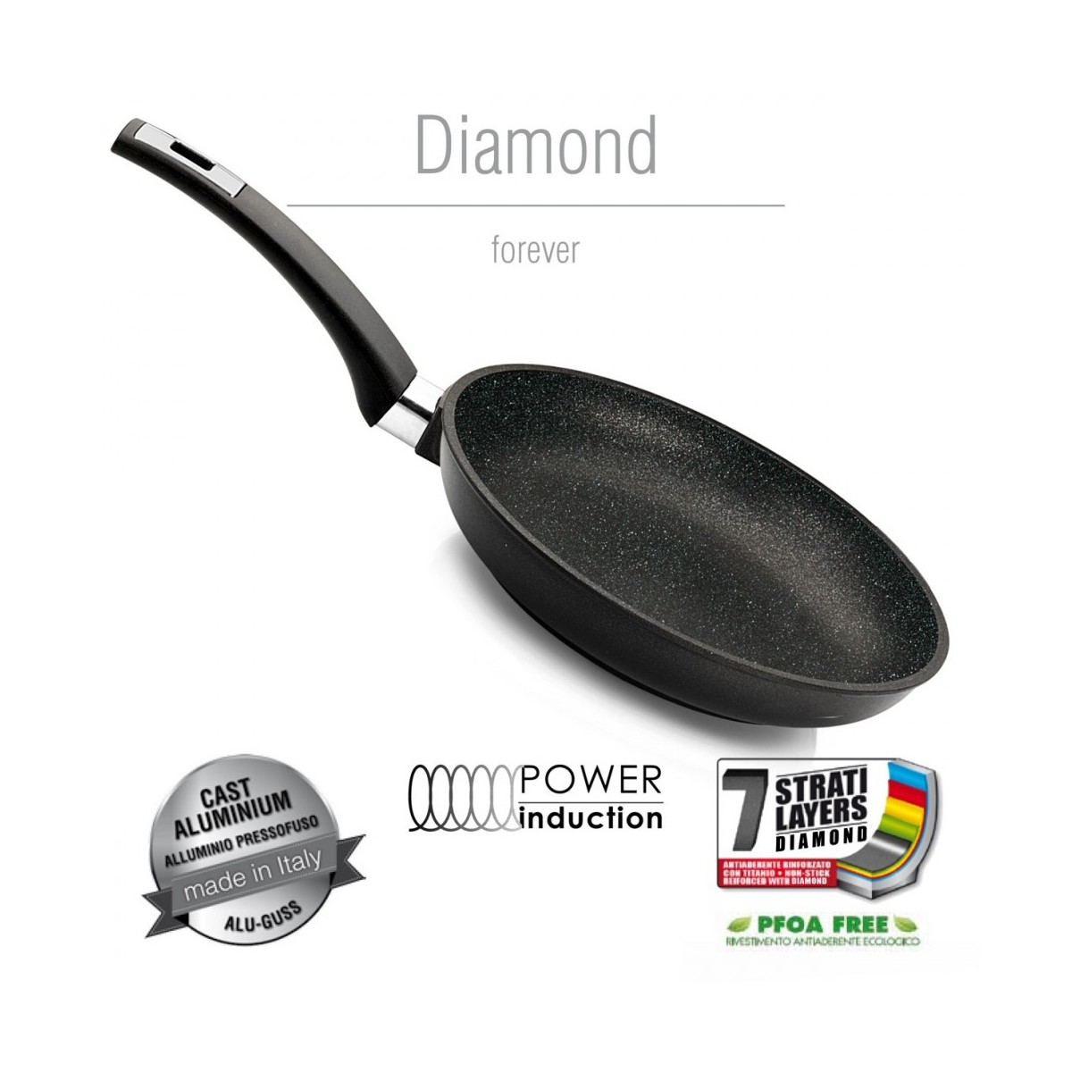 Doctor disconnected recommend Tigaie Olympia Diamond, 28 cm, multistratificata, aluminiu special pentru  alimente, cu pulbere de diamant, negru, inductie