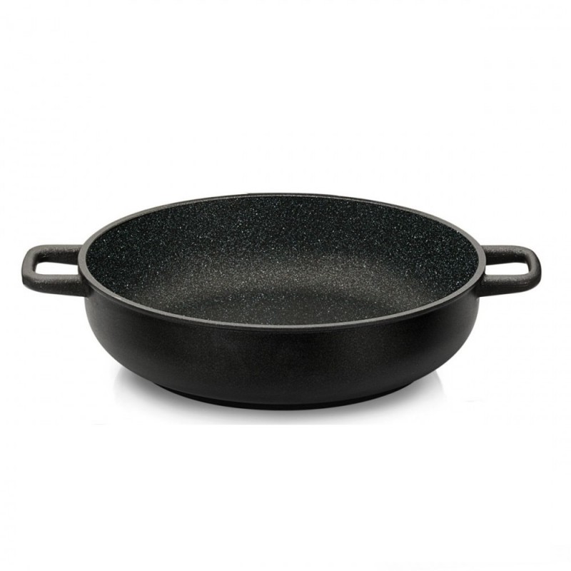 Cratita Olympia Diamond, 28 cm, multistratificata, aluminiu special pentru alimente, cu pulbere de diamant, negru, inductie