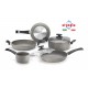 Tigaie Olympia Rocker, 24 cm, multistratificata, aluminiu special pentru alimente, cu particule minerale, gri
