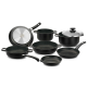 Tigaie Olympia Diamond, 28 cm, multistratificata, aluminiu special pentru alimente, cu pulbere de diamant, negru, inductie