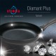 Cratita Olympia Diamond, 28 cm, multistratificata, aluminiu special pentru alimente, cu pulbere de diamant, negru, inductie