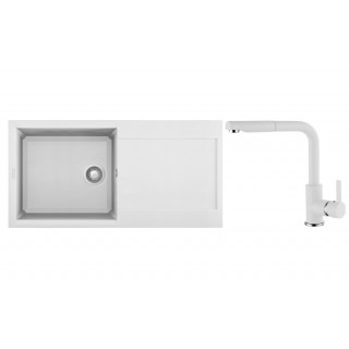 Set Elleci chiuveta Easy 480 + Baterie C02, Bianco Titano G68