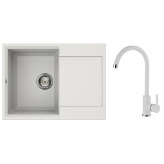 Set Elleci chiuveta Easy 135 + Baterie C01, Bianco Titano G68