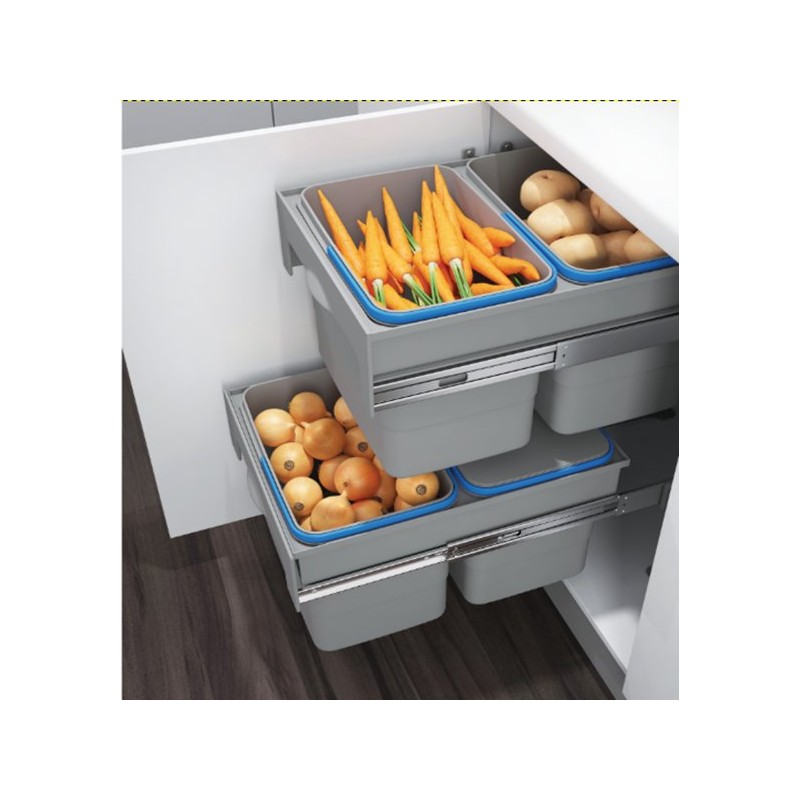 Cos de gunoi selectiv Ekotech Tandem 40, 66 l, 3 cosuri 1 x 34 l, 2 x 16 l