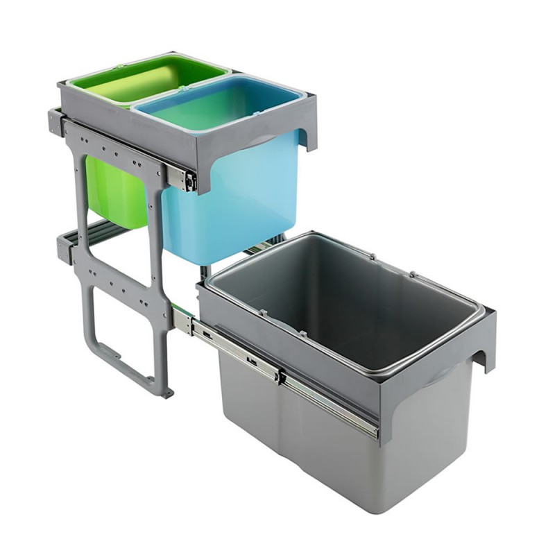 Cos de gunoi selectiv Ekotech Tandem 40, 66 l, 3 cosuri 1 x 34 l, 2 x 16 l