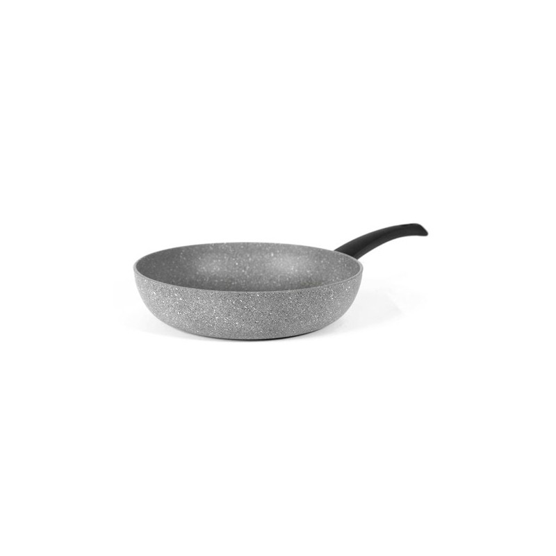 Tigaie adanca Olympia Rocker, 28 cm, multistratificata, aluminiu special pentru alimente, cu particule minerale, gri