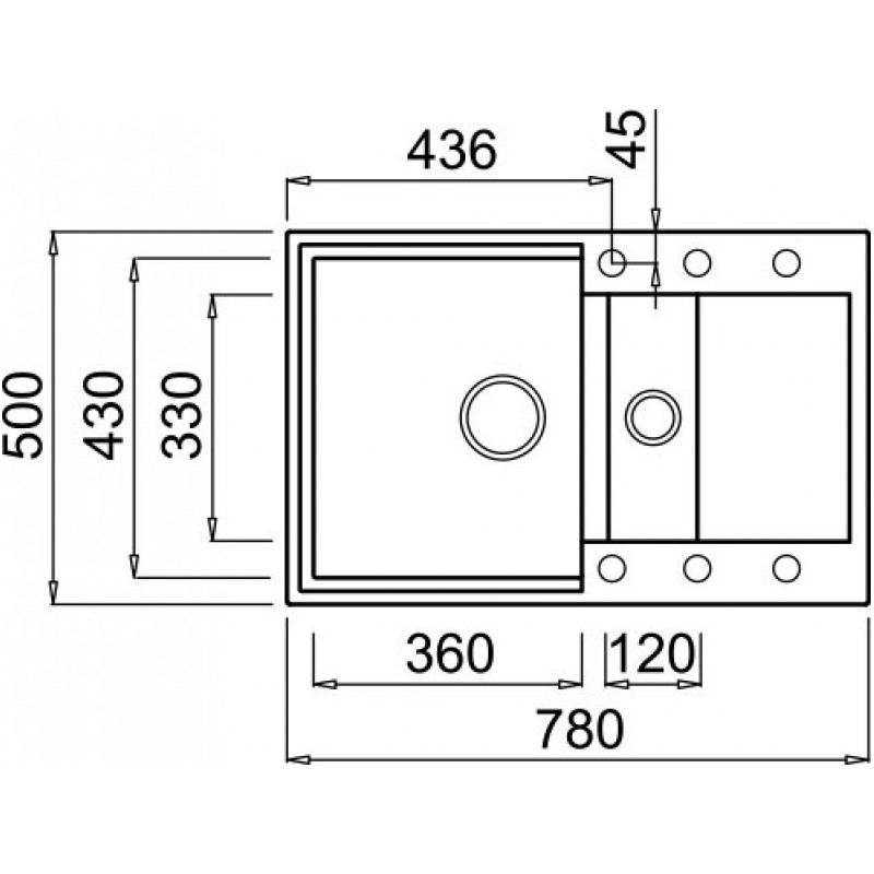 Chiuveta granit Elleci Easy 325, Tortora G43, 780 x 500 mm, cuva reversibila