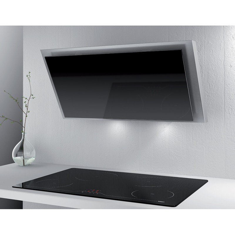 Hota de perete Airforce F162 Black 80 cm, putere de absorbtie 650 mc/h, Sticla neagra / Inox