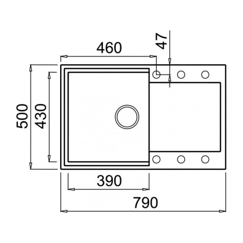 Chiuveta granit Elleci Easy 300, Tortora G43, 790 x 500 mm, cuva reversibila